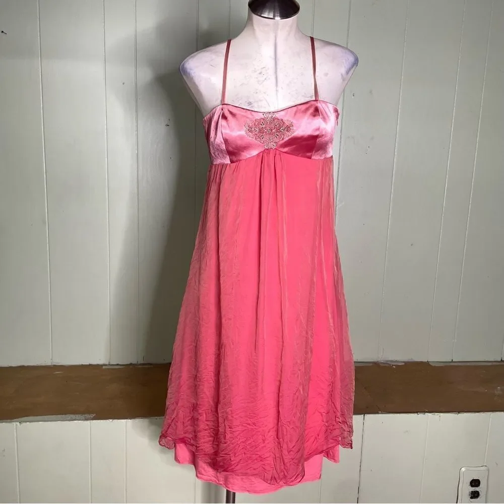 Y2K Maria Bianca Nero Silk Fairycore Whimsigoth Babydoll Slip Dress Large‎